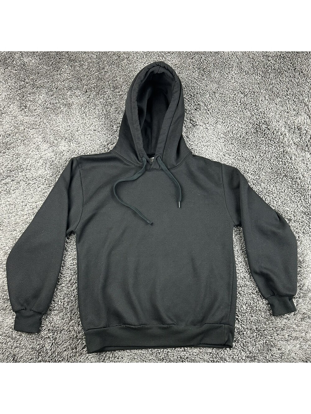 Vintage Hill Made in USA Black Pullover Hoodie Sweatshirt Mens Small Blank